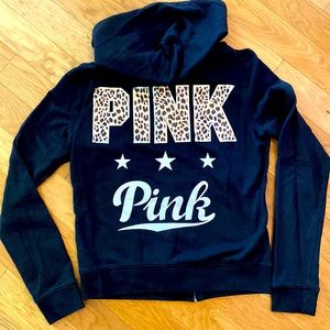 Pink sweater/ hoodie. Black , size M.
